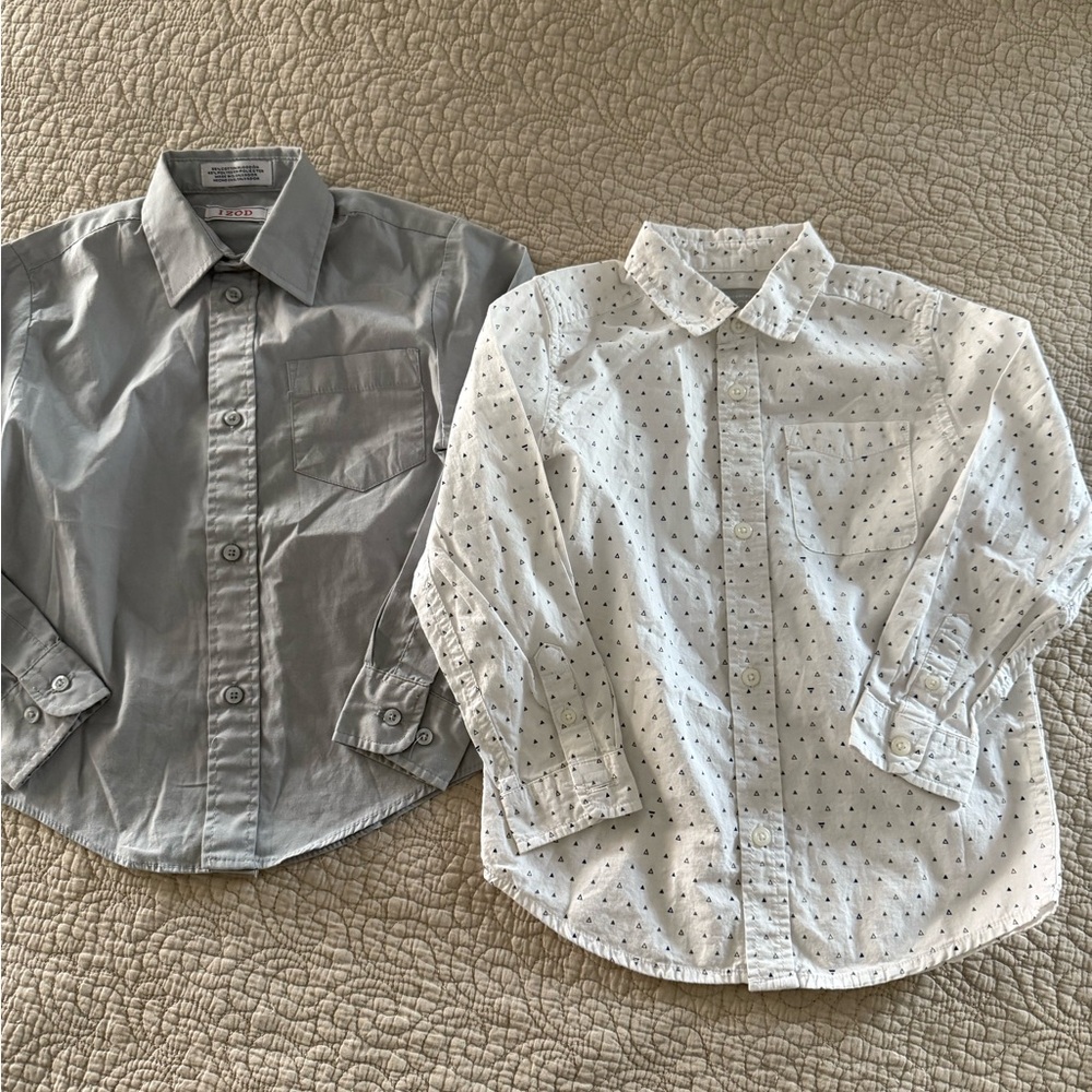 The Children's Place Gray and White Button-Down Shirts